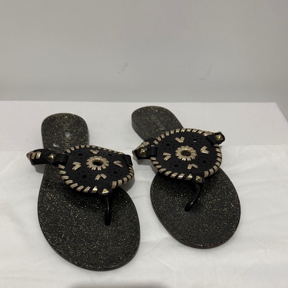 Jack Rogers Black and Gold Sandals - Picture 2 of 4